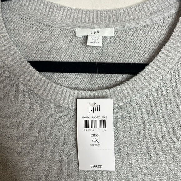 SOLD Jill | Women's Grey Chenille Feel Crewneck Sweater in Zinc Plus Size 4X - Picture 5 of 6